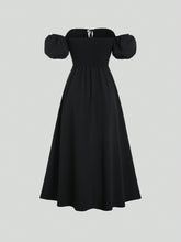 MOD Tie Shoulder Bubble Sleeve Bodycon Dress With Textured Fabric